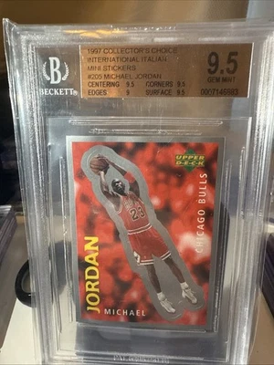 1997 Collectors Choice Int. Italian Mini Stickers Michael Jordan BGS 9.5 Rare - Image 1 of 4