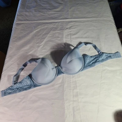 Sujetador Vanity Fair Azul Para Mujer Talla 38D Ligeramente Acolchado Cobertura Completa Banda de Encaje Foto 1 de 3