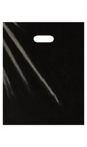 2000 Plastic Bags Black  Low Density Shopping Retail Merchandise 12 x 15" Handle - Picture 1 of 3