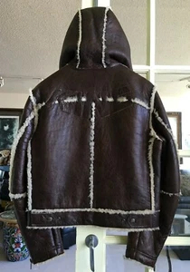 NWT Authentic VOYAGE PASSION Made-In-Italy HOODED SHEARLING JACKET Sz 50 EUR | M - Picture 1 of 12