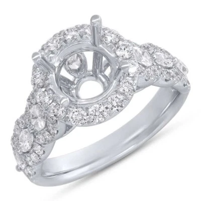 Anillo de oro blanco de 18 quilates con diamantes semi montura corte marquesa 1,33 quilates natural Foto 1 de 4