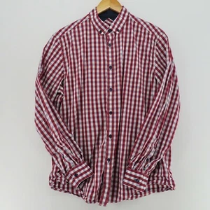 Taro Cash Shirt Mens Adult Size Large Red Blue Long Sleeve Button-Down Casual - Picture 1 of 7