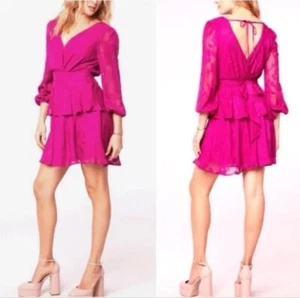 NWT Band Of The Free Textured Long Sleeve Mini Dress Fuchsia S - Picture 1 of 10