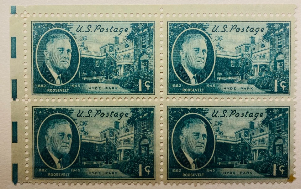 Franklin Roosevelt 1 Cent Stamp- Plate Block of 4 - MNH - Image 1 of 1