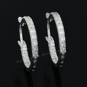 White Diamond Hoopla Earrings, Ideal Gift, Excellent Cut & Luster- VIDEO - Picture 1 of 11