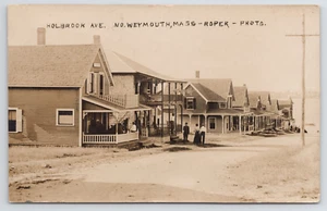 RPPC North Weymouth MA Holbrook Ave., Street View, Homes Near Beach Postcard - Picture 1 of 5