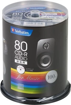Verbatim CD-R Audio Music 80min 100 Disc 48x White Label MUR80FP100SV1 - Image 1 of 2