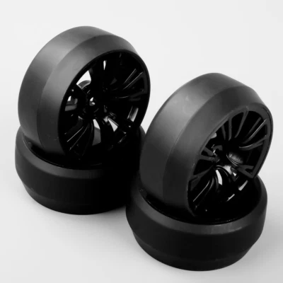 4Pcs 0 Degree Speed Drift Scale Tires Tyre Wheel Rim For 1/10 RC Car HPI HSP Toy - Image 1 of 4