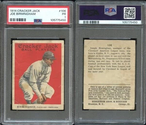 1914 Cracker Jack #106 Joe Birmingham ~~ PSA 1 just graded/sharp ~~ Cleveland - Picture 1 of 1