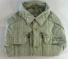 Cabela's Guidewear メンズ グリーン & ホワイト ボタンダウン 長袖シャツ XLT UPF 50