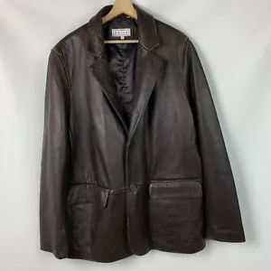 Pelle Studio Jacket Brown Leather Collared Buttons Flap Pockets Lined Size XL - Picture 1 of 14