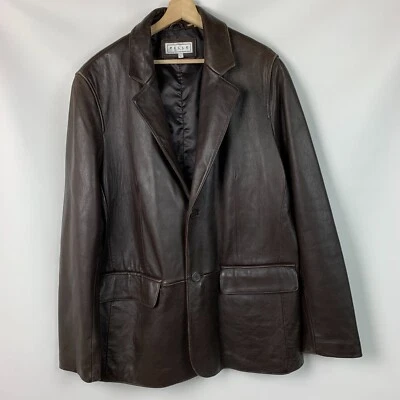 Pelle Studio Jacket Brown Leather Collared Buttons Flap Pockets Lined Size XL - Image 1 of 4