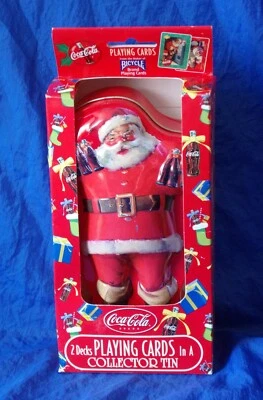 Coca Cola Santa Claus Playing Cards In Collector Tin 2 Decks Bicycle Brand COKE - Image 1 of 3