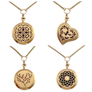 Gold Essential Oil Diffuser Necklace Stainless Steel Aromatherapy Locket Pendant - Picture 1 of 25