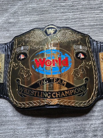 Rare JMar 1993 WWF Tag Team Wrestling Title Belt Signed Bigelow Luger DiBiase Cover