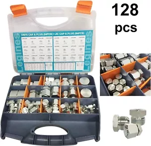 JIC ORFS Industrie Kappe Stopfen Set Hydraulikschlauch Rohrverschraubung Kit Stahl Gal - Bild 1 von 8