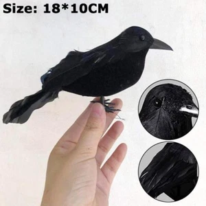 Realistic Crow Prop Decor Home Party Garden Home Halloween Garden Black - Picture 1 of 7
