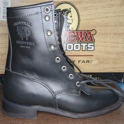 Bota de trabajo Chippewa Blaze para mujer talla 7M cuero negro con cordones 1901W66 - Nueva con etiquetas Foto 1 de 4
