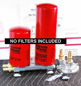 "Kit de derivación remota doble Ford 7,3 L/6,9 L sin filtros Baldwin B7379 BF7587 + manguera de 5/8""" - Imagen 1 de 5
