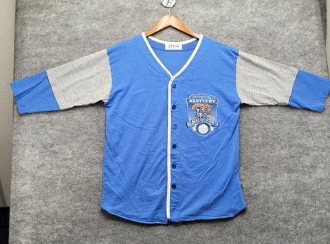 Vintage Kentucky Wildcats T-Shirt Large Blue 90s Single Stitch USA Button Up Tee Cover