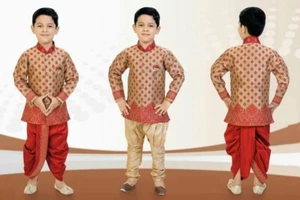 BOYS KIDS traditional KURTA DHOTI PYAJAMA 2 in 1 Set wedding party wear age - Picture 1 of 1