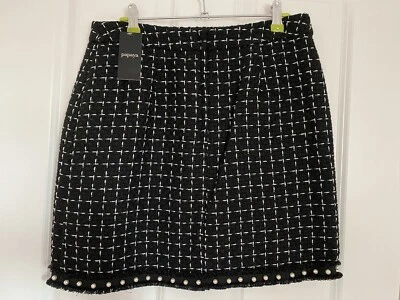 Gorgeous Black Silver Thread Hatch Weave Short Skirt BNWT, 12 — 第 1/3 张图片