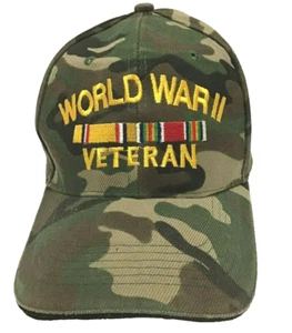 WW II Veteran Camo Baseball Strapback hat cap 80% Wool 20% Arcrylic World War 2 - Picture 1 of 7