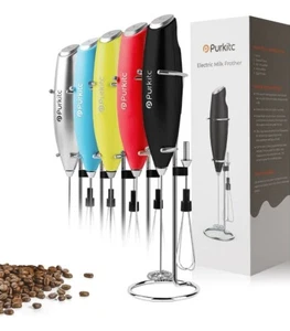 Milk Frother Handheld Detachable with Egg Beating Head, Stand. BLACK - Picture 1 of 7