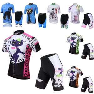 Women's Cycling Kit Short Sleeve Road Bike Clothes Cycle Jersey and Shorts Set - Picture 1 of 17