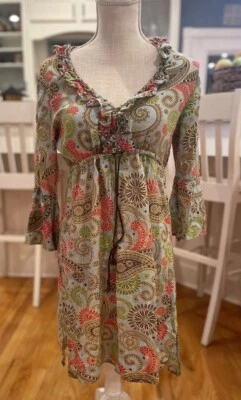 Mud Pie Bag Lady Paisley Linen Swim Cover/ Dress Size Medium - Image 1 of 4
