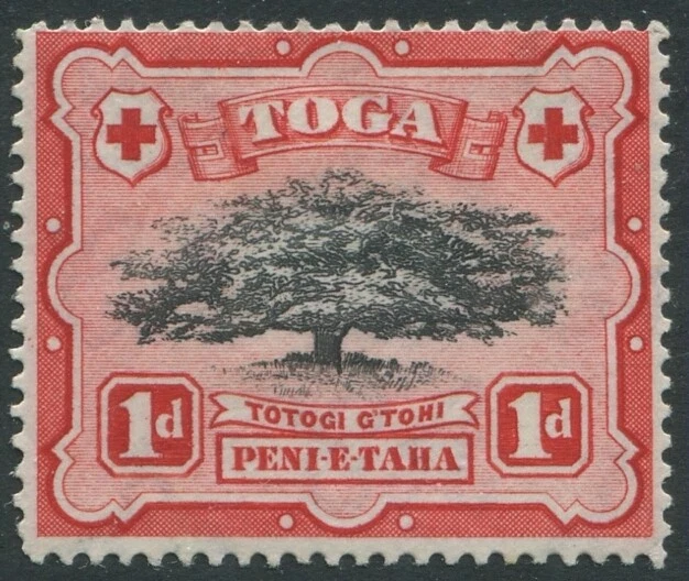 Tonga 1942 SG75a 1d Ovava Tree wmk multi escritura CA RAMA CORTADA #1 MLH Foto 1 de 1