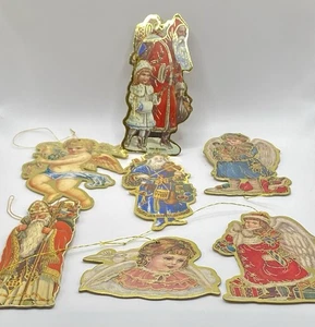 VTG Shackman Die-Cut Gold Foiled Paper Christmas Ornaments, Set Of 7.. Taiwan. - Picture 1 of 9