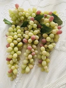 Lot Of 4 Faux Grape Bunches Plastic Artificial Clusters Green And Red Colors - Picture 1 of 5