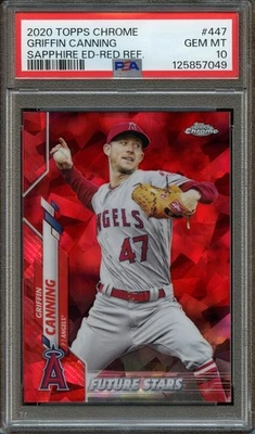 2020 Topps Chrome Sapphire Red #447 Griffin Canning #5/5 - Angels - Mets - Image 1 of 2