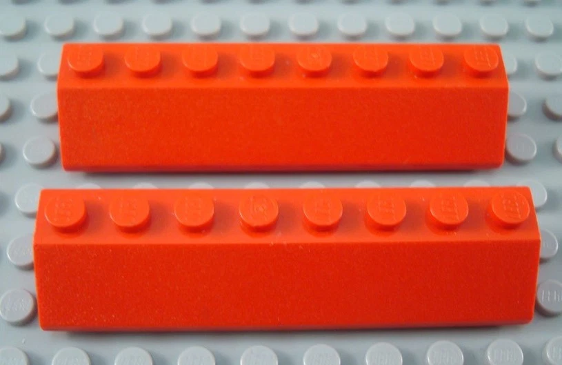 LEGO Lot of 2 Red 2x8 Roof Slope Pieces - Image 1 of 1