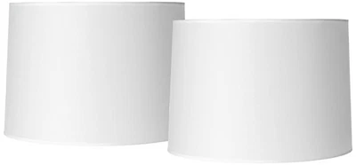 Springcrest White Set of 2 Hardback Drum Lamp Shades 15x16x11 (Spider) - Image 1 of 4