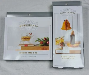 WONDERSHOP Honeycomb Decor Set Candle 9.75",  Bell 7.75", And Dog 7.25" (G1)  - Picture 1 of 3