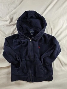 Kid's Size 4 Ralph Lauren Polo Nazy Blue Full Zip Hoodie 100% Cotton - Picture 1 of 2
