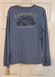 NWT Carhartt Boys YXLG (18-20) Blue Long Sleeve Graphic Pocket T-Shirt - Picture 1 of 13