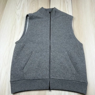 Vince Mens Gray Stand Up Wool Cashmere Sleeveless Full Zip Thick Vest Size XL - Image 1 of 4