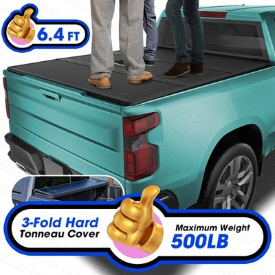 Cubierta rígida triple pliegue Tonneau para 03-25 Dodge Ram 1500 2500 3500 plataforma de camioneta de 6,4 ft Foto 1 de 4