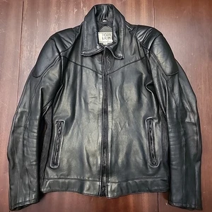 Chaqueta De Cuero De Colección Años 80 Tour Lion Motocicleta Para Hombre 46 Forrada Negra Acolchada Retro - Imagen 1 de 8