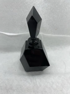 Vintage Balos Empty Black Glass Perfume Bottle With Stopper - Picture 1 of 8