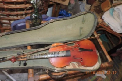 Antique German Copy Stradivarius Flame Back Violin Wilsons Fingerboard - Image 1 of 4