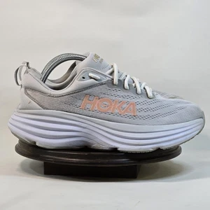 Hoka Bondi 8 Shoes Womens Size 9 Wide Gray White Mesh Running Sneakers Comfort - Picture 1 of 10
