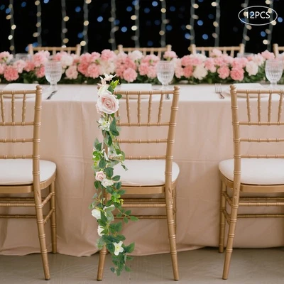 Silla de Boda Decoración, Flor de Banco Artificial, Silla de Boda Artificial Flor Foto 1 de 4