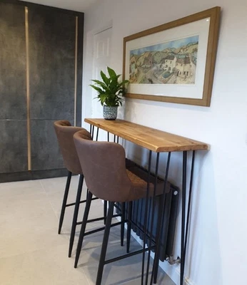 Reclaimed wooden industrial console bar and table Hairpin legs - Image 1 of 4