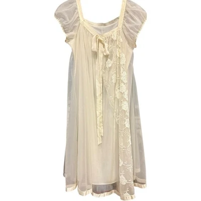 Camisola de Noiva Vintage Anos 50 Gotham Listra Dourada Marfim Chiffon Boudoir Peignoir - Imagem 1 de 4