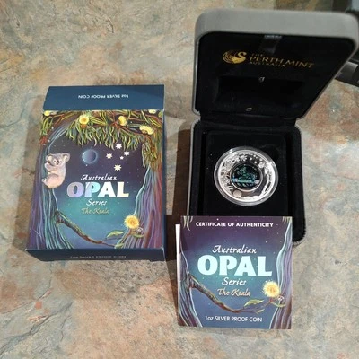 Australia Opal Series Koala Perth 2012 como nuevo 1 ozt plata certificado de autenticidad OGP 8000 gema acuñada Foto 1 de 3