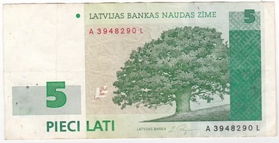 Latvia 5 lati 2001 VF - Image 1 of 2